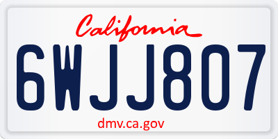 CA license plate 6WJJ807