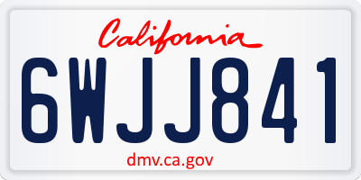 CA license plate 6WJJ841