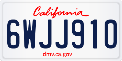CA license plate 6WJJ910