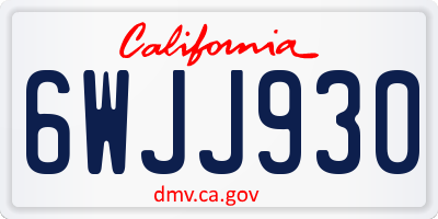CA license plate 6WJJ930