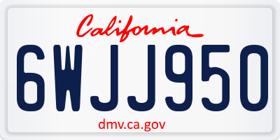 CA license plate 6WJJ950