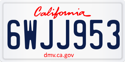 CA license plate 6WJJ953