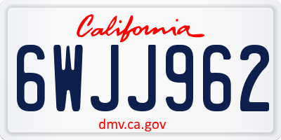 CA license plate 6WJJ962