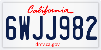 CA license plate 6WJJ982