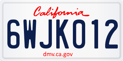 CA license plate 6WJK012