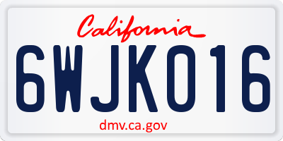 CA license plate 6WJK016