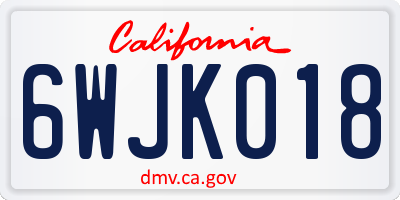 CA license plate 6WJK018