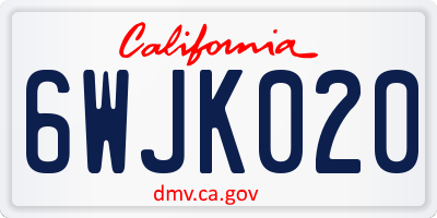 CA license plate 6WJK020