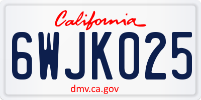CA license plate 6WJK025