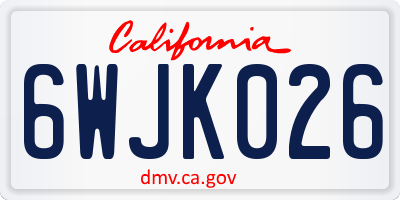 CA license plate 6WJK026