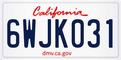 CA license plate 6WJK031