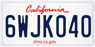 CA license plate 6WJK040