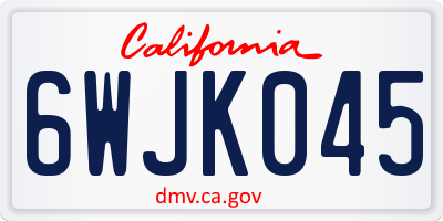 CA license plate 6WJK045