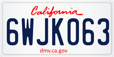 CA license plate 6WJK063