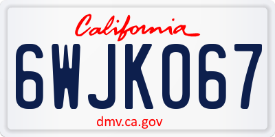 CA license plate 6WJK067