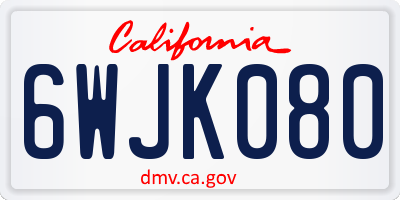 CA license plate 6WJK080