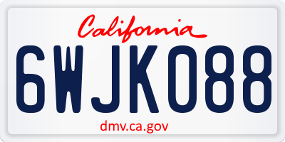 CA license plate 6WJK088