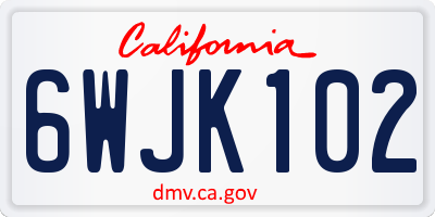 CA license plate 6WJK102