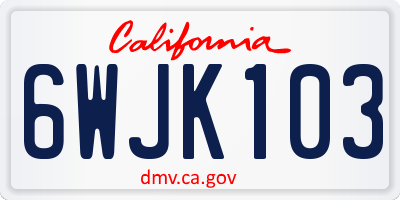 CA license plate 6WJK103