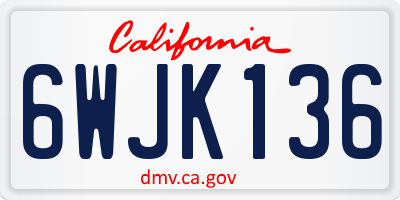 CA license plate 6WJK136