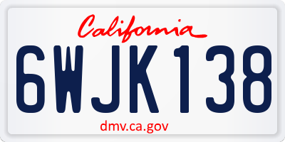 CA license plate 6WJK138