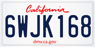 CA license plate 6WJK168