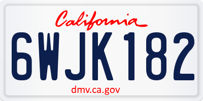 CA license plate 6WJK182