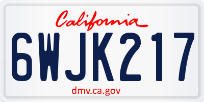 CA license plate 6WJK217