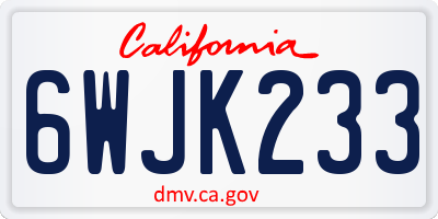 CA license plate 6WJK233