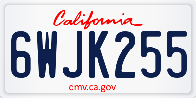 CA license plate 6WJK255