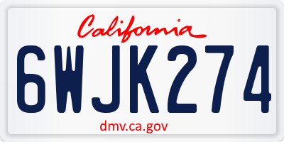 CA license plate 6WJK274