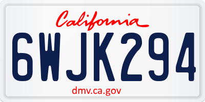 CA license plate 6WJK294