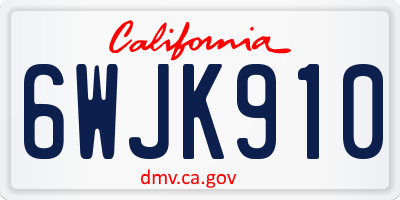 CA license plate 6WJK910