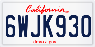 CA license plate 6WJK930