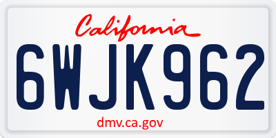 CA license plate 6WJK962