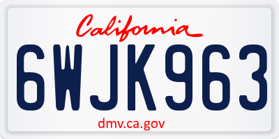 CA license plate 6WJK963