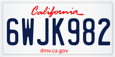 CA license plate 6WJK982