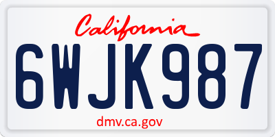 CA license plate 6WJK987