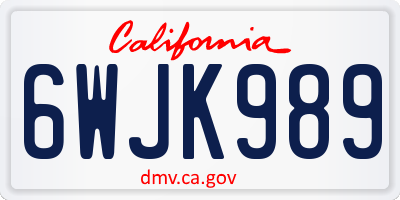 CA license plate 6WJK989