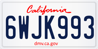 CA license plate 6WJK993
