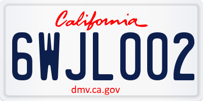 CA license plate 6WJL002