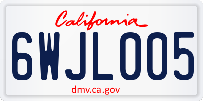 CA license plate 6WJL005
