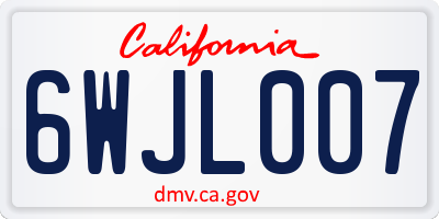 CA license plate 6WJL007