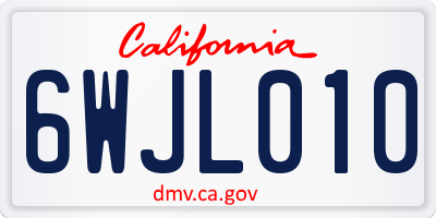 CA license plate 6WJL010