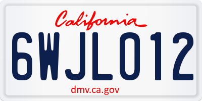 CA license plate 6WJL012