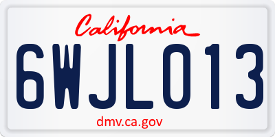 CA license plate 6WJL013