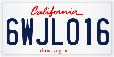CA license plate 6WJL016
