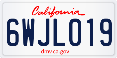CA license plate 6WJL019