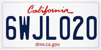 CA license plate 6WJL020