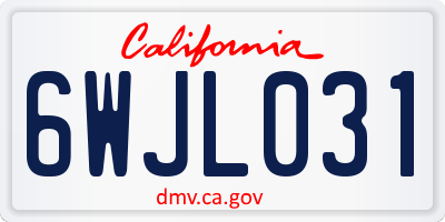 CA license plate 6WJL031